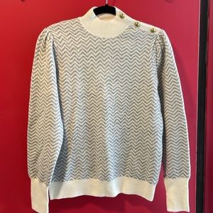 J. CREW New Sweater mock neck gold buttons herringbone alpaca blend size M